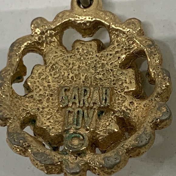 1973 Angel Pink Sarah Coventry Necklace Pendant - Hearts Go Bostonian Starburst - Picture 4 of 4